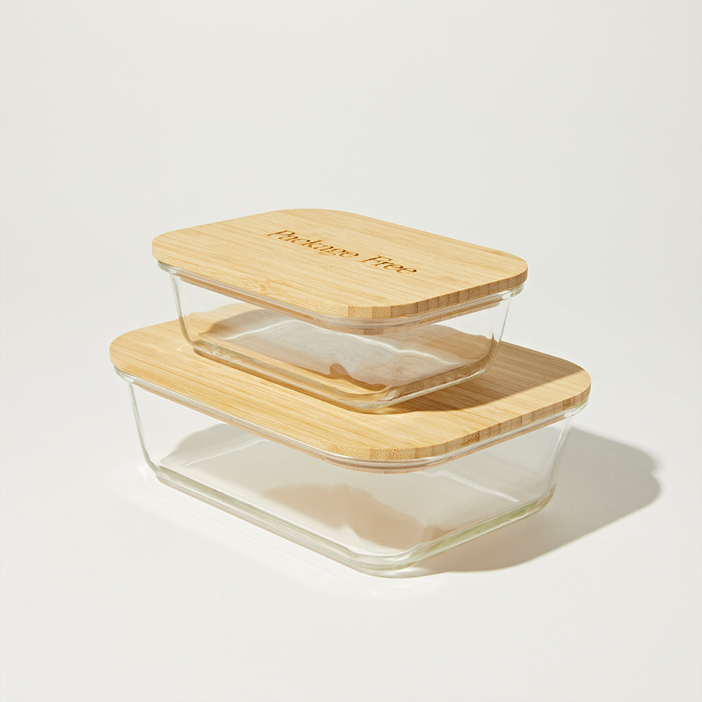 Glass and Bamboo Food Container
