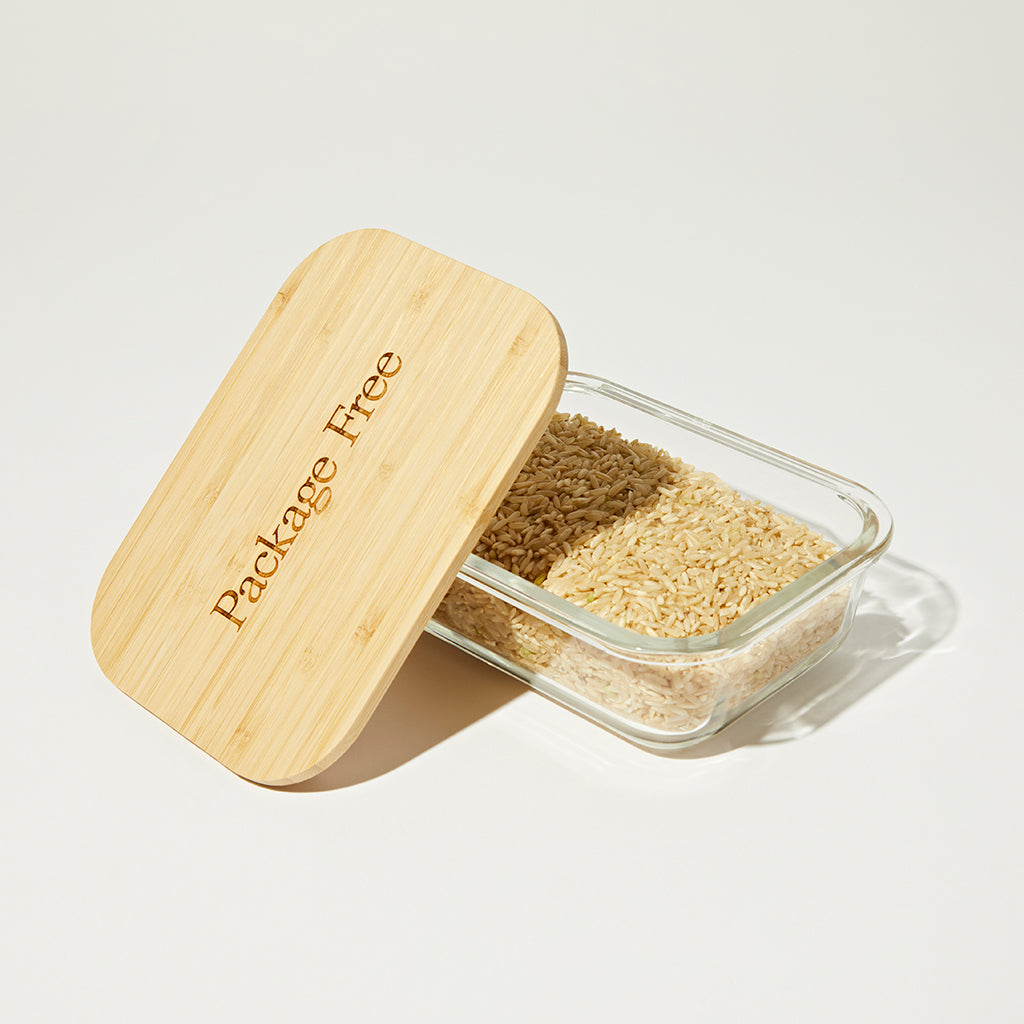 Glass and Bamboo Food Container