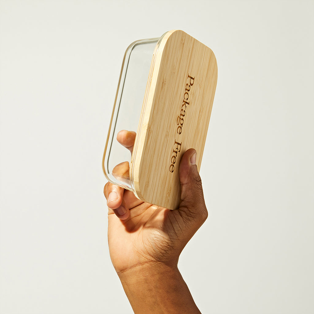 Glass and Bamboo Food Container