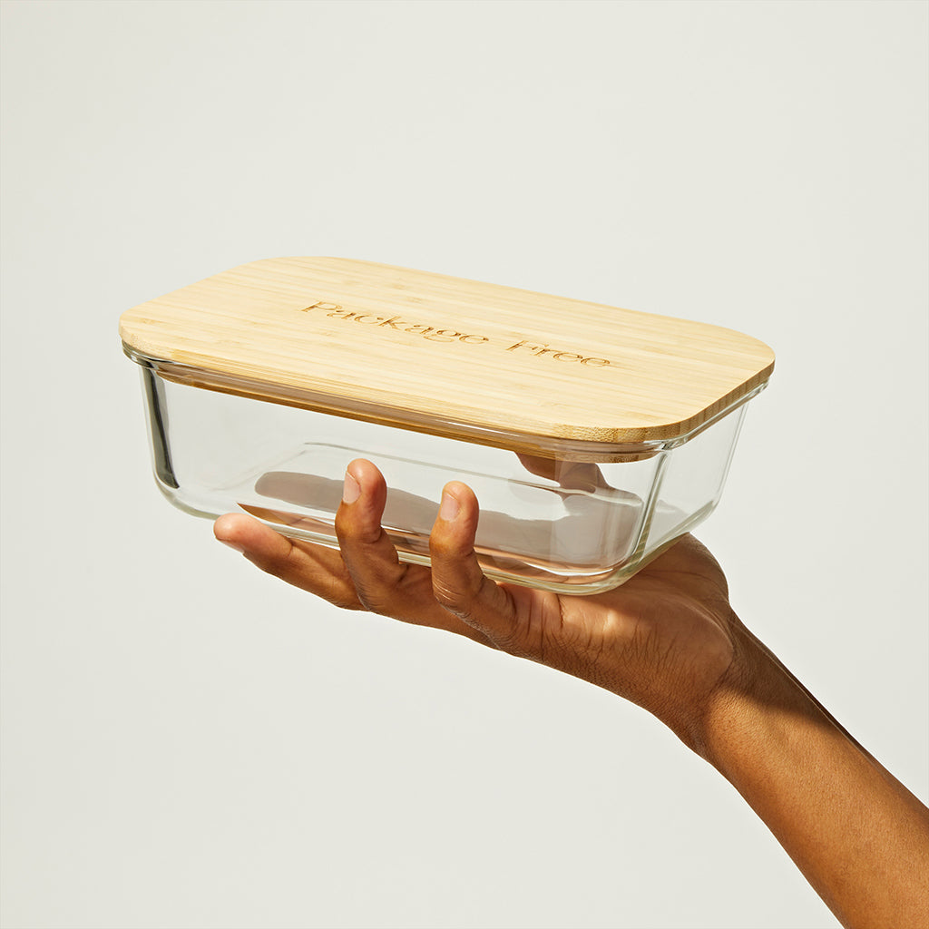Glass and Bamboo Food Container