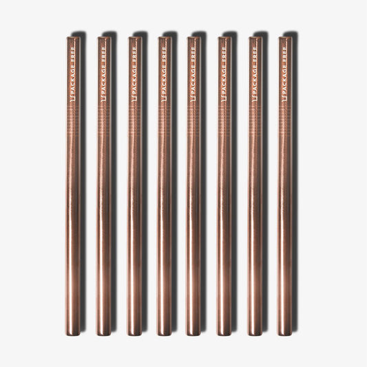 Stainless Steel Bubble Tea Straw - Rose Gold 8 Pack